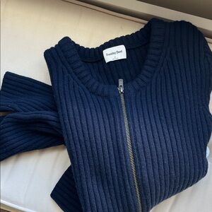 Aritzia Navy Blue Ribbed Cardigan